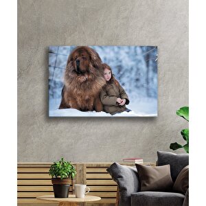 Çocuk Ve Köpek Cam Tablo 36x23 cm