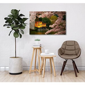 Bahçede Ev Cam Tablo 36x23 cm