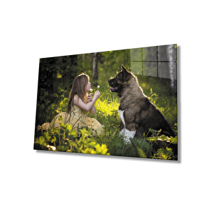 Çocuk Ve Köpek Cam Tablo 50x70 cm