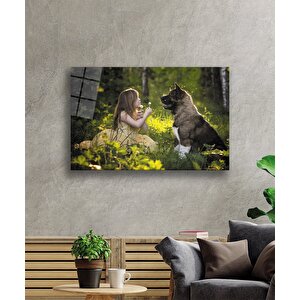 Çocuk Ve Köpek Cam Tablo 50x70 cm