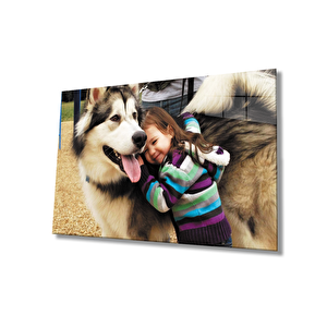 Çocuk Ve Köpek Cam Tablo 36x23 cm