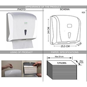 Vialli K20 Z Katlı Kağıt Havlu Dispenseri 200'lü Beyaz