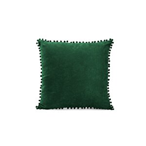 Renk Ve Ölçü Seçenekli Yeşil Ponpon Kırlent Kılıfı Dekoratif Düz Sade Punch Panoroma Yeşil 01