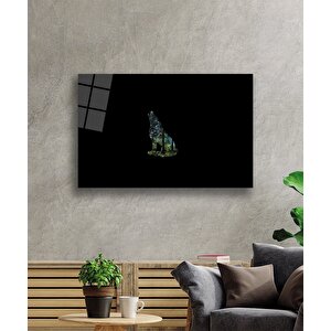 Manzara Kurt Yeşil Cam Tablo 50x70 cm