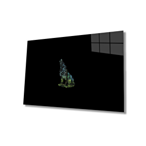 Manzara Kurt Yeşil Cam Tablo 90x60 cm