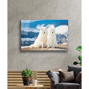 Köpekler Cam Tablo 110x70 cm