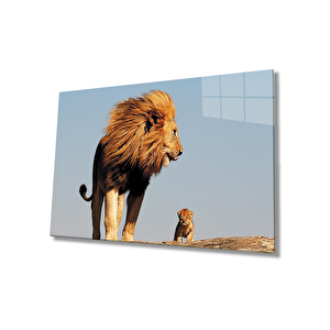 Aslan Cam Tablo Lion Table 110x70 cm