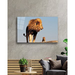 Aslan Cam Tablo Lion Table 110x70 cm