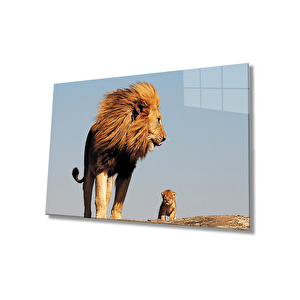 Aslan Cam Tablo Lion Table 90x60 cm