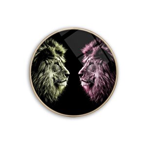 Aslan Yuvarlak Cam Tablo 30x30 cm