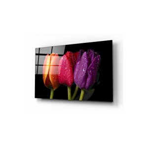 Laleler Cam Tablo 60x90 cm