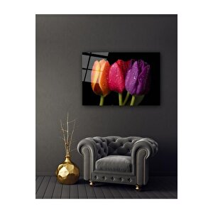 Laleler Cam Tablo 60x90 cm