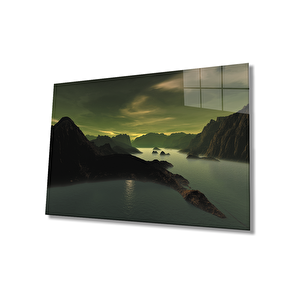 Dağ Göl Cam Tablo Mountain Lake Table 50x70 cm