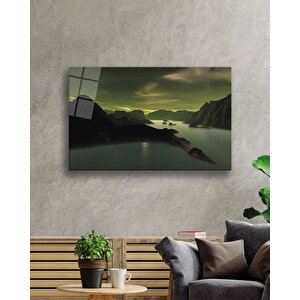 Dağ Göl Cam Tablo Mountain Lake Table 50x70 cm