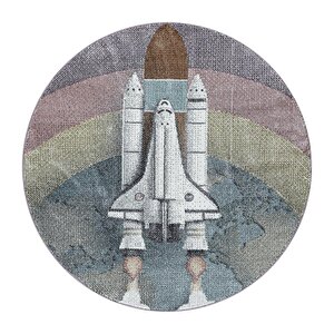 Çocuk Halısı Uzay Roketi Tasarımı Pastel Renkli Çocuk Halısı Çok Renkli-cy_funny2111blue-y 120 cm
