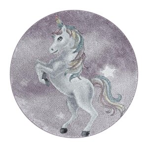 Çocuk Halısı Modern Unicorn Tasarım Pastel Tonlar Kreş Halısı Menekşe Renkli 120 cm