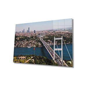 İstanbul Manzarası Boğaz Köprü Cam Tablo 90x60 cm
