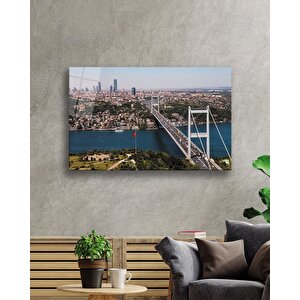 İstanbul Manzarası Boğaz Köprü Cam Tablo 90x60 cm