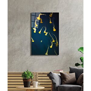 Sarı Denizanası Cam Tablo Yellow Jellyfish 50x70 cm