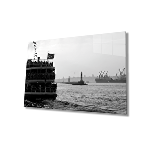 Deniz Vapur Cam Tablosea Steamer 50x70 cm