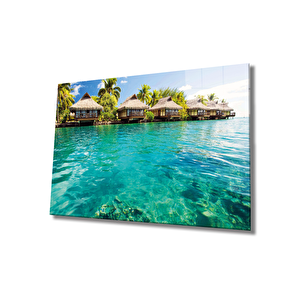 Deniz Manzara Cam Tablo Sea View 36x23 cm