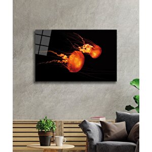 Denizanası Sualtı Canlıları Cam Tablo Jellyfish 36x23 cm