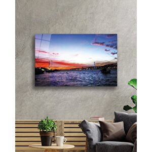 İstanbul Boğaz Köprüsü Manzaralı Cam Tablo 36x23 cm