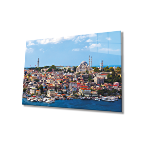 İstanbul Kuş Bakışı Manzarası Cam Tablo 50x70 cm