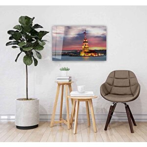 İstanbul Kız Kulesi Cam Tablo 36x23 cm