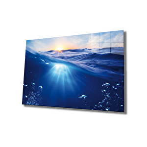 Manzara Deniz Dalgası Cam Tablo Ocean Wave 110x70 cm