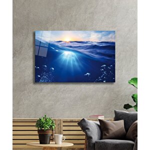 Manzara Deniz Dalgası Cam Tablo Ocean Wave 90x60 cm