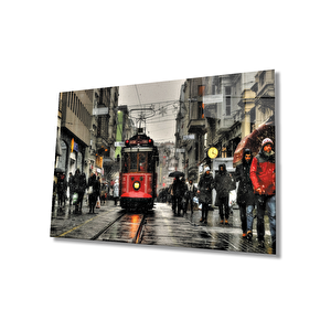 İstanbul Taksim Tramvay Cam Tablo 50x70 cm
