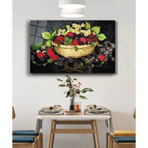 Meyve Ve Çiçekler Cam Tablo 90x60 cm
