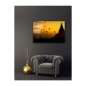 Balonlar Ve Manzara Cam Tablo 50x70 cm