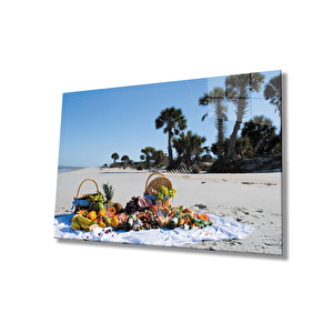 Sahil Meyveler Manzara Cam Tablo 36x23 cm