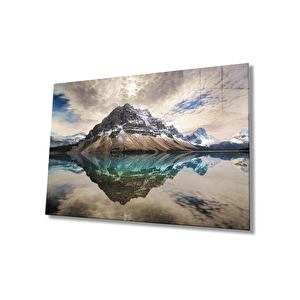 Dağ Yansıma Manzara Cam Tablo 90x60 cm