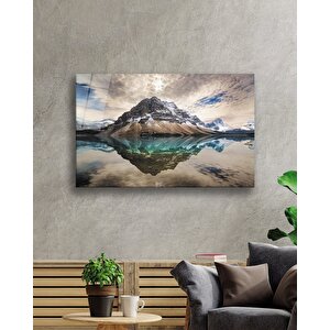 Dağ Yansıma Manzara Cam Tablo 36x23 cm