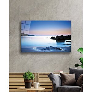Mavi Manzara Cam Tablo 90x60 cm