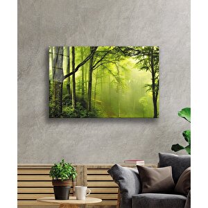 Ağaç Orman Yeşil Manzara Cam Tablo 110x70 cm