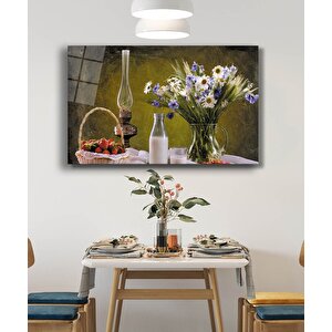 Meyveler Çiçekler Natürmort Mutfak Cam Tablo 50x70 cm