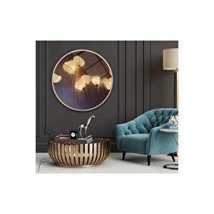 Işık Çiçekleri Yuvarlak Cam Tablo 50x50 cm