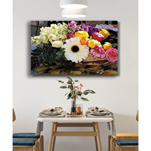 Çiçekler Cam Tablo Colorful Flowers Table 36x23 cm