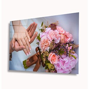 Çiçekler Ve Eller Cam Tablo 110x70 cm