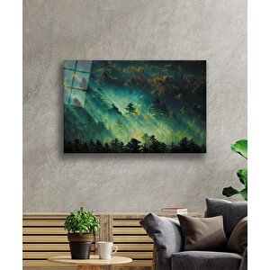 Yeşil Orman Ağaç Manzara Cam Tablo 36x23 cm