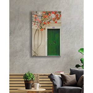 Çiçekler Ve Yeşilahşapkapı Görselli Cam Tablo 50x70 cm
