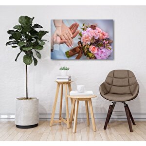 Çiçekler Ve Eller Cam Tablo 90x60 cm