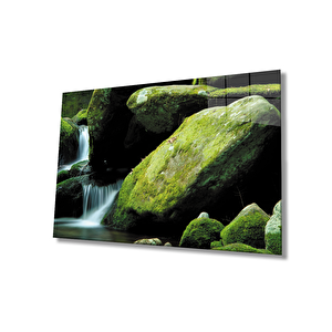 Yeşil Taş Manzara Cam Tablo 50x70 cm