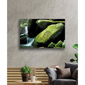 Yeşil Taş Manzara Cam Tablo 50x70 cm