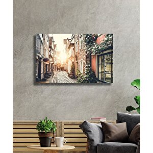 Çiçekli Sokak Cam Tablo Flower Streets 110x70 cm