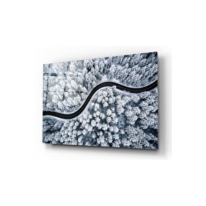 Karlı Orman Cam Tablo 60x90 cm